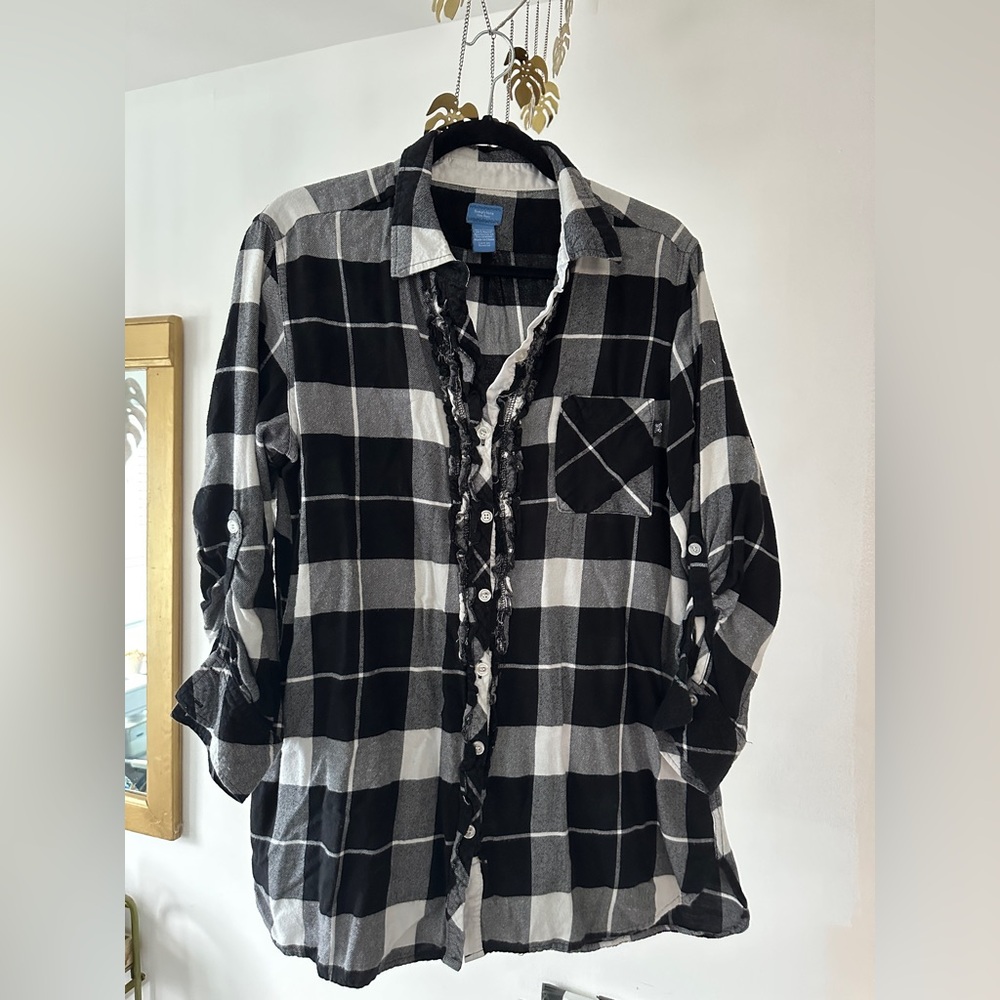Simply Vera long sleeve plaid - long shirt or night shirt